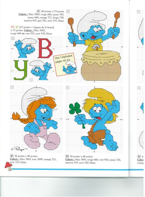 Schema punto croce Grilles des schtroumpfs (19)